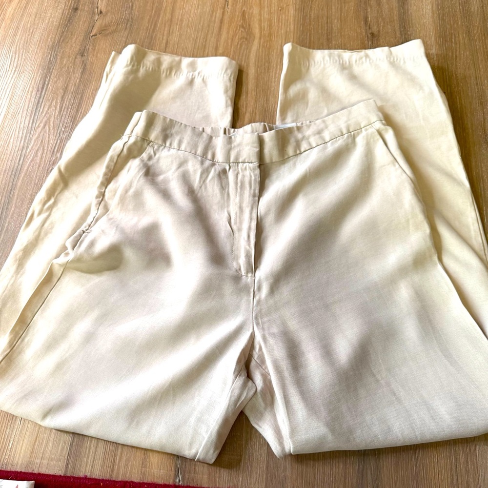 H & M Beige Tapered Linen Pants